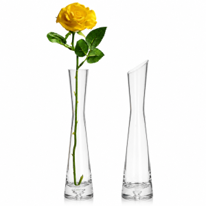 DTELM Artisan Hand-Blown Slanted Bud Glass Vase | Modern Minimalist Solitary Flower Centerpiece