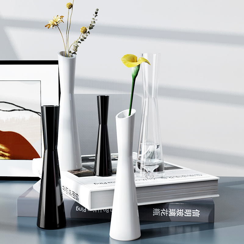 modern minimalist nordic ceramic & glass flower vase for tabletop home decor