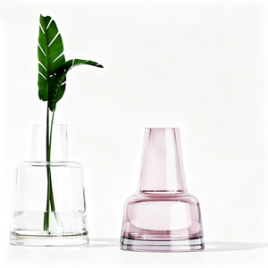 Nordic Geometric Clear Glass Vase - Minimalist Hydroponic Flower Bud Vase for Modern Home Decor...