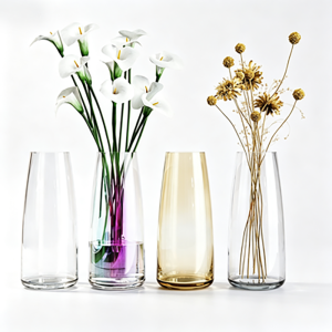 Handmade Minimalist Clear & Gradient Glass Vase | Modern Nordic Floral Centerpiece for Home Decor