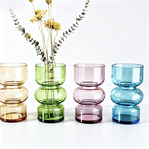 Handmade Bubble Stacked Glass Vase | Colorful Modern Nordic Bud & Dried Flower Vase for Home Decor