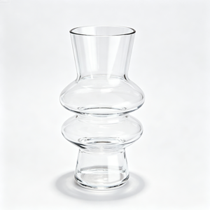 Handmade Modern Stacked & Round Glass Vase | Nordic Designer Floral & Table Centerpiece Decor