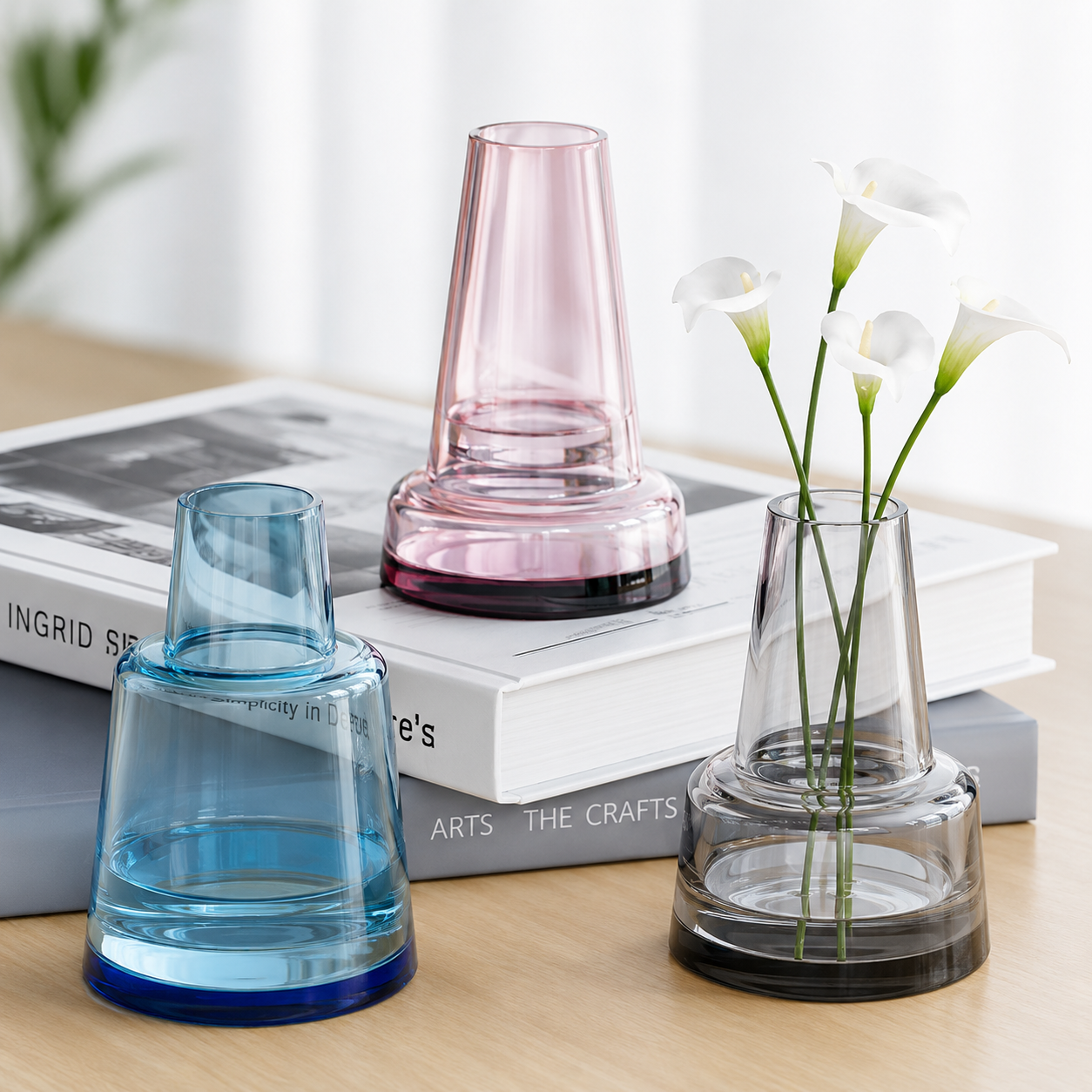 nordic geometric clear glass vase minimalist hydroponic flower bud vase for modern home decor...