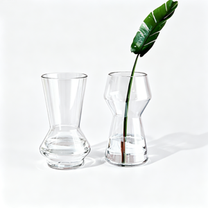 Handmade Geometric Hourglass Glass Vase | Modern Nordic Designer Flower & Table Centerpiece Decor