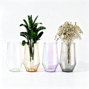 Handmade Streamlined Glass Vase | Modern Nordic Tall Flower & Greenery Centerpiece Decor