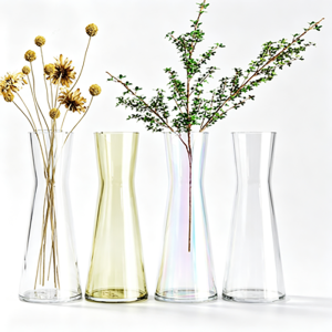 Handmade Tapered Waist Glass Vase | Modern Nordic Tall Flower & Greenery Centerpiece Decor
