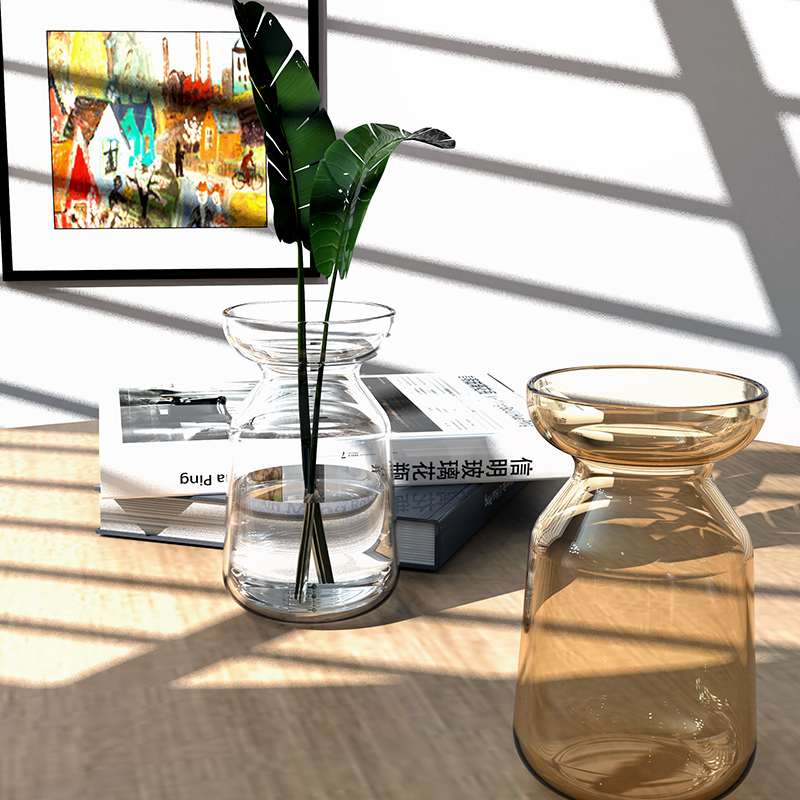 Handmade Flared-Rim Glass Vase | Modern Nordic Gourd & Bottle Flower Centerpiece Decor - 图片 6