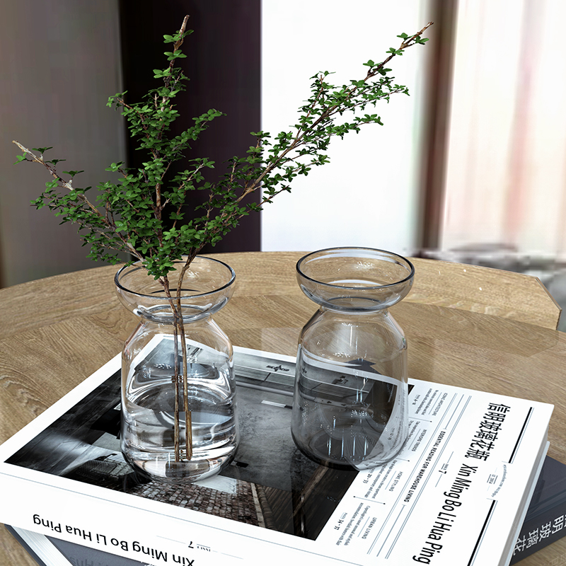 Handmade Flared-Rim Glass Vase | Modern Nordic Gourd & Bottle Flower Centerpiece Decor - 图片 2