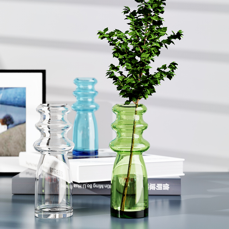 Handmade Multi-Ring Stacked Glass Vase | Colorful Modern Nordic Decorative Flower & Centerpiece Vase - 图片 2