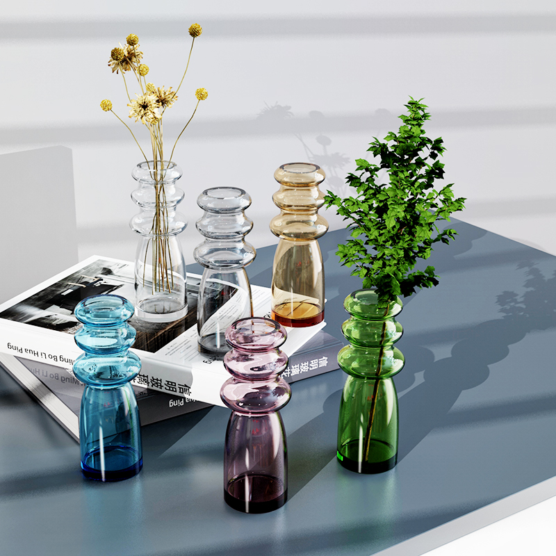Handmade Multi-Ring Stacked Glass Vase | Colorful Modern Nordic Decorative Flower & Centerpiece Vase - 图片 6