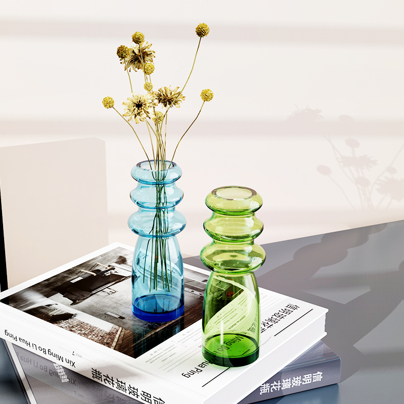 Handmade Multi-Ring Stacked Glass Vase | Colorful Modern Nordic Decorative Flower & Centerpiece Vase - 图片 7