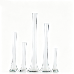 Multi-Size Wide-Base & Narrow-Neck Glass Vase | Modern Nordic Tall Single Stem Floral & Centerpiece Decor