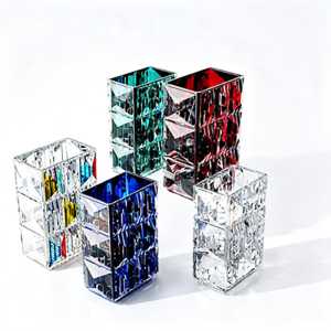 Machine-Pressed Heavy Thickened Geometric Glass Vase | Diamond Cut Textured Modern Floral & Centerpiece Decor