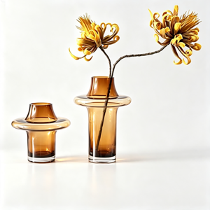 Handmade Blown Ring-Accented Glass Vase | Modern Artistic Centerpiece & Custom Color Floral Decor