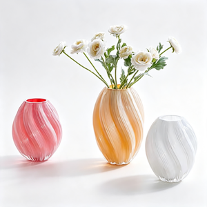 Handmade Luminous Glow-in-the-Dark Striped Glass Vase | Swirl Fluted Modern Floral & Night Light Decor