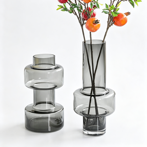 DTELM Modern Tiered Glass Vase | Geometric Architectural Centerpiece Decor