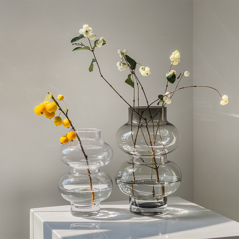 DTELM Artisan Handmade Double-Bubble Glass Vase | Modern Abstract Gourd Shape & Custom Color Centerpiece Decor - 图片 2