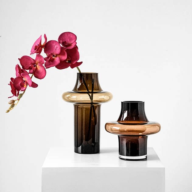 Handmade Blown Ring-Accented Glass Vase | Modern Artistic Centerpiece & Custom Color Floral Decor - 图片 3