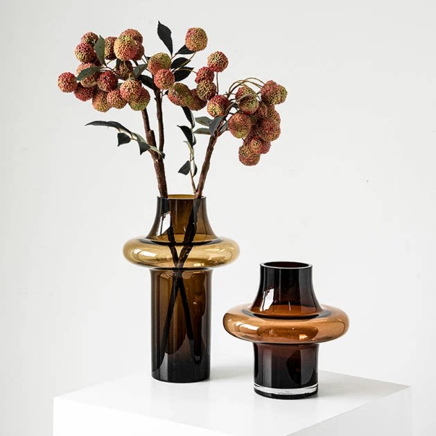 Handmade Blown Ring-Accented Glass Vase | Modern Artistic Centerpiece & Custom Color Floral Decor - 图片 4