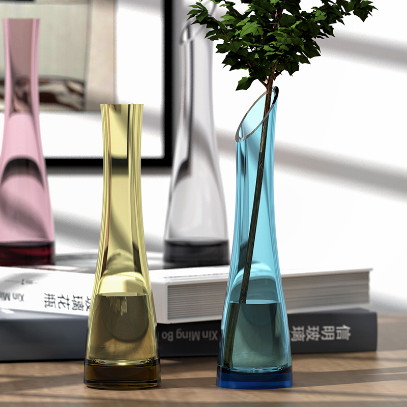 Handmade Slanted & Flat Rim Glass Bud Vase | Modern Nordic Single Stem Flower & Table Centerpiece Decor - 图片 2