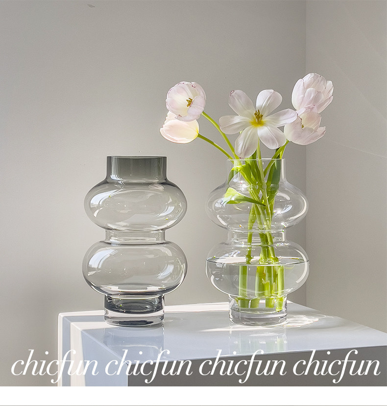 DTELM Artisan Handmade Double-Bubble Glass Vase | Modern Abstract Gourd Shape & Custom Color Centerpiece Decor - 图片 4