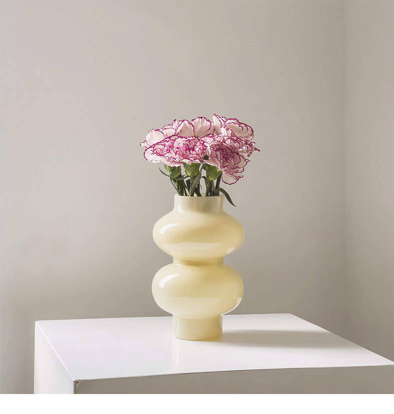 DTELM Artisan Handmade Double-Bubble Glass Vase | Modern Abstract Gourd Shape & Custom Color Centerpiece Decor - 图片 5