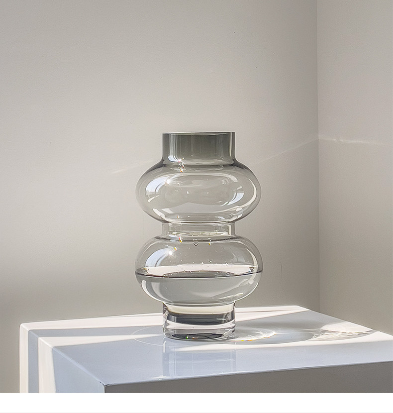 DTELM Artisan Handmade Double-Bubble Glass Vase | Modern Abstract Gourd Shape & Custom Color Centerpiece Decor - 图片 6